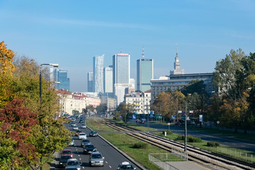 Warsaw autumnal city scape