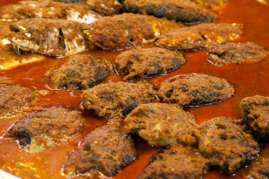  Fish fillet.Mackerel in dried red curry.