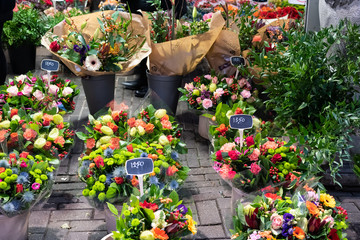 Fototapeta na wymiar Amsterdam flower market near canal
