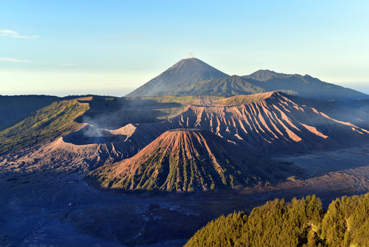 Mountains Bromo, Semeru, Batok and Widodaren at sunrise, Bromo Tengger Semeru National Park, Java, Indonesia