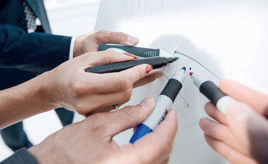 close up. the business team is discussing new ideas