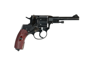 Old Revolver On White