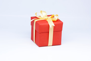 Red gift box on isolated on white background.
