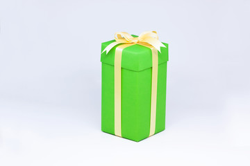 Green gift box on isolated on white background.