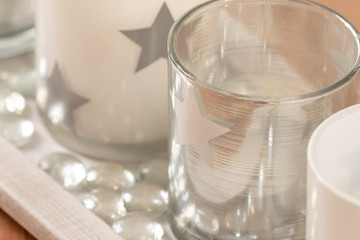 Close up of candle glasses