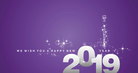 We wish you a Happy New Year 2019 silver purple greeting card