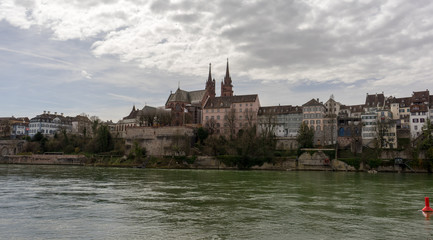 Basel Rhein River and Riverside