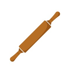 Wooden rolling pin, isolated vector illustration in white background. Dough equipment. Wooden Roller