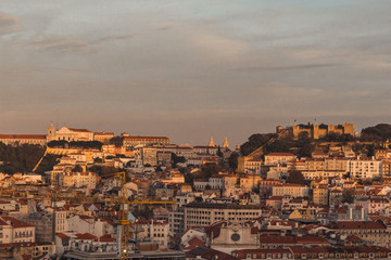 Obraz premium Panoramic view of Lisbon at sunset. Portugal