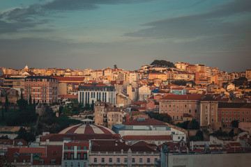 Fototapeta premium Panoramic view of Lisbon at sunset. Portugal