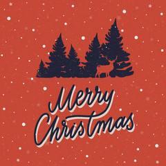 Naklejka na ściany i meble Merry christmas - grunge vector illustration.Unique hand letteri