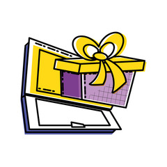laptop computer with gift box present
