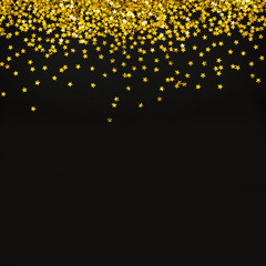 Festive Frame of Golden stars scattered on black background