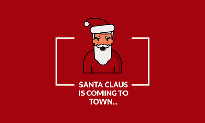 Santa Claus Is Coming To Town Quote with Santa Claus Vector Illustrator 