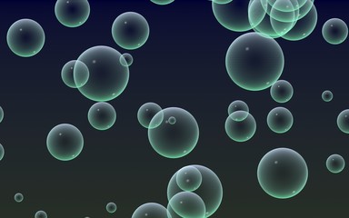 Dark background green mesh bubbles. Wallpaper, texture with bubble. 3D illustration
