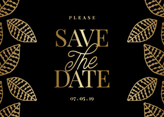 Gold Leaves Save the Date Card Template - 236811001