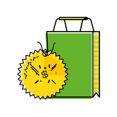 shopping bag with commercial tag hanging