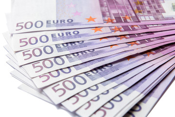 500 euro money banknotes isolated on a white background