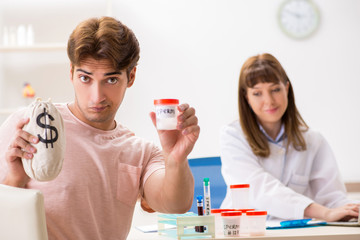 Male sperm donor visiting clinic