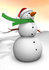 Christmas snowman under an afternoon sky portrait format