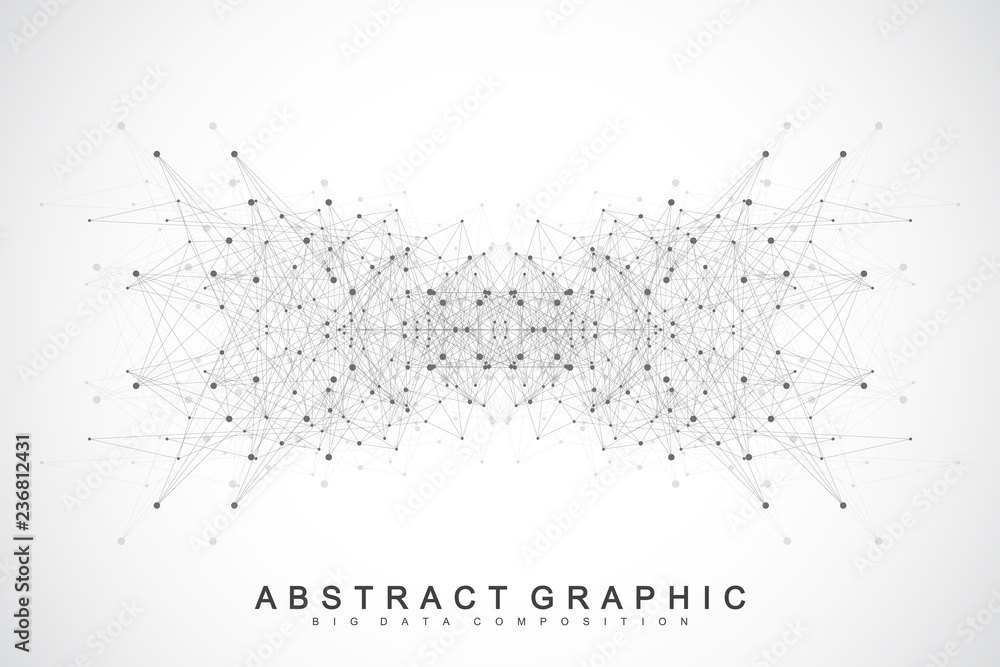 Aufkleber Global network connections with points and lines. Networking and Big Data visualization background. Futuristic global business. Vector Illustration