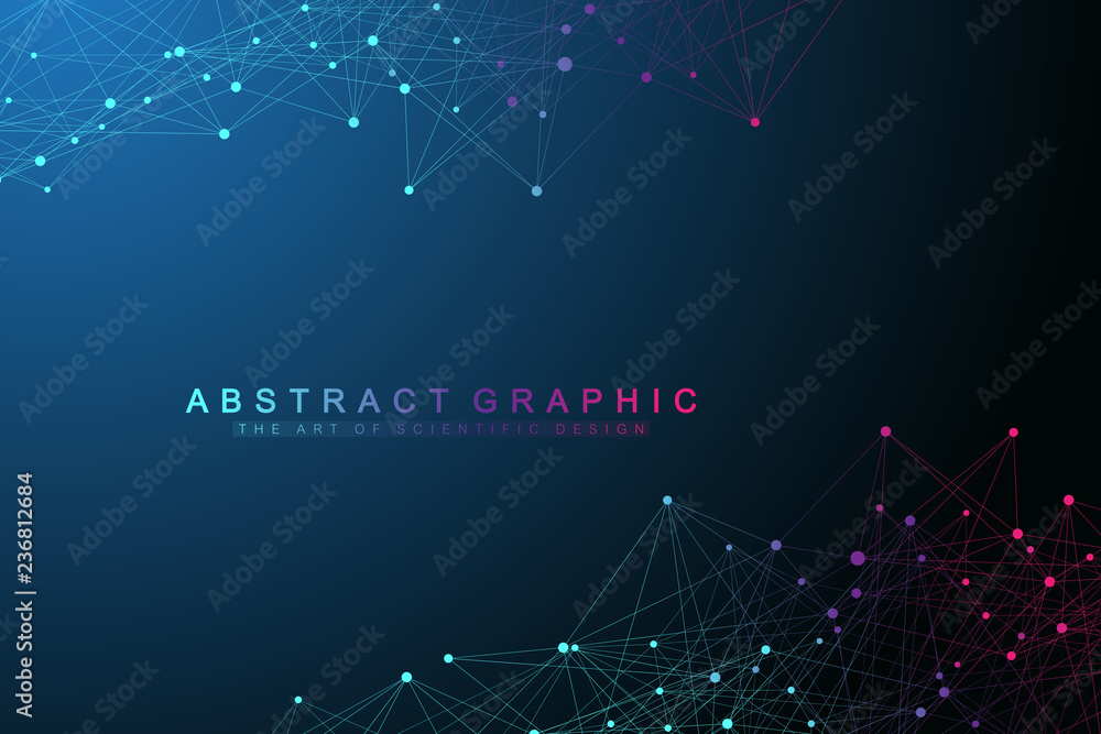 Poster Global network connections with points and lines. Networking and Big Data visualization background. Futuristic global business. Vector Illustration