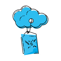 cloud sky with commercial tag hanging