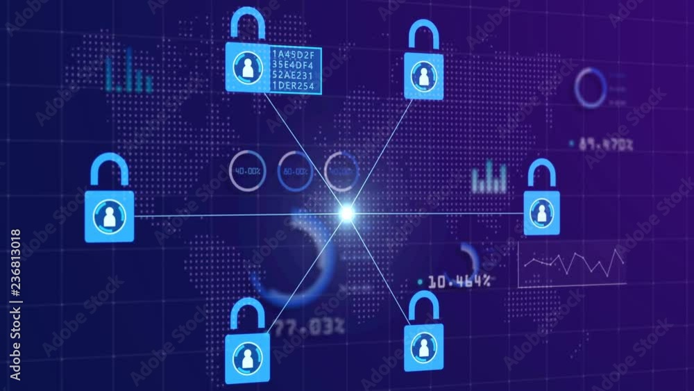 Poster block chain concept. abstract patterns of distribution of information to everyone on the network. as