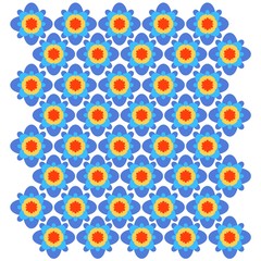 Blue, orange, red geometric ornament. Seamless vector pattern.