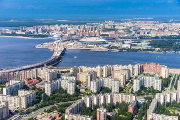 Saint Petersburg. Petersburg from a height. Russia. Russian cities. Streets of Petersburg. Center of Petersburg. City center. Vasilyevsky Island. Krestovsky Island.