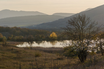 Beautiful autumn view of the lake