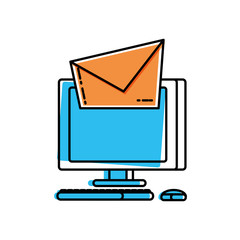 desktop computer with envelope