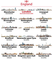 Fototapeta premium England largest cities skylines. Vector collection