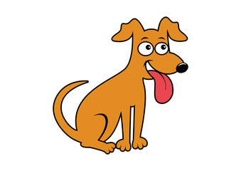 Happy Dog cartoon character. Cute sitting dog vector. Cheerful brown dog isolated on a white background. Happy puppy vector illustration