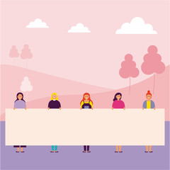 people holding banners