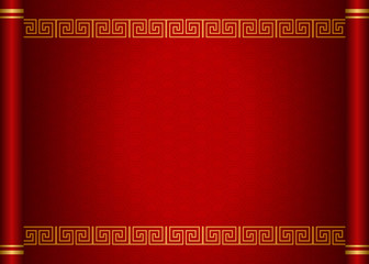 Retro traditional Chinese style red scroll paper template spiral cross frame border