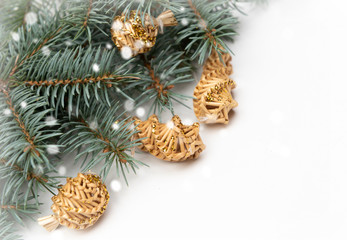 Obraz na płótnie Canvas christmas tree with cones and balls on white background
