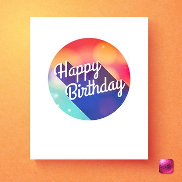 Colorful badge template with happy birthday text