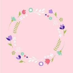 Floral banner on the pink background