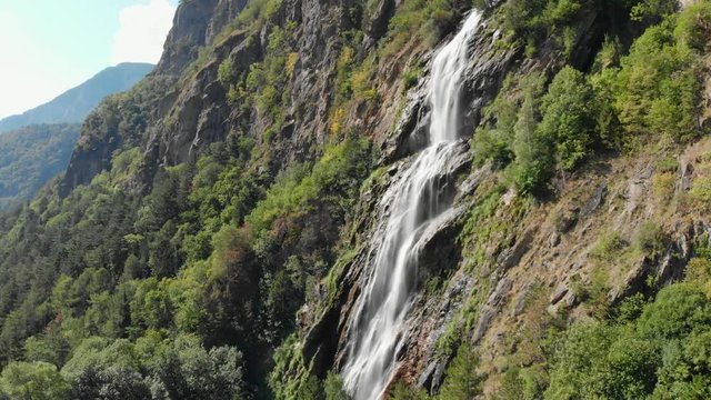 Pissevache waterfalls on the Swiss Alps