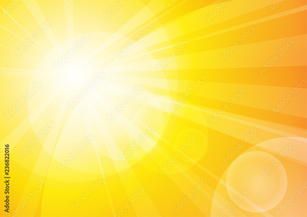 Poster vector : abstract bokeh and stripe with sunshine on yellow and orange background
