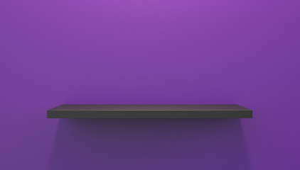 3D Illustration of floating shelf mounted on wall