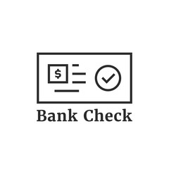 black bank check linear icon like payment