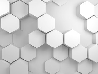 Obraz na płótnie Canvas Hexagon pattern on front wall, 3 d render