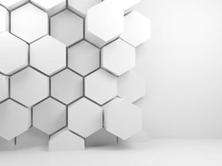 3d hexagon pattern and copy space