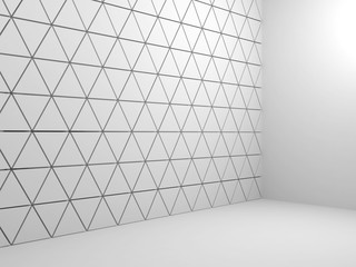 Abstract white interior with triangles pattern