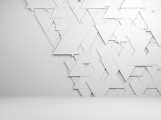 Triangles tiling pattern on front wall, 3d