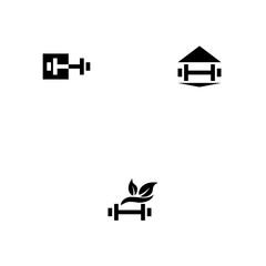 Set Collection Fitness Gym logo, Barbell, Dumbbell Gym Icon Logo Template Illustration Design.