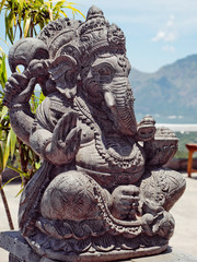 Hindu temple with statues of the gods on Bali island, Indonesia. Balinese Hindu Temple, old hindu...