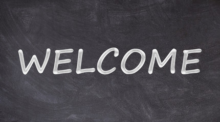 Obraz premium Welcome written on blackboard